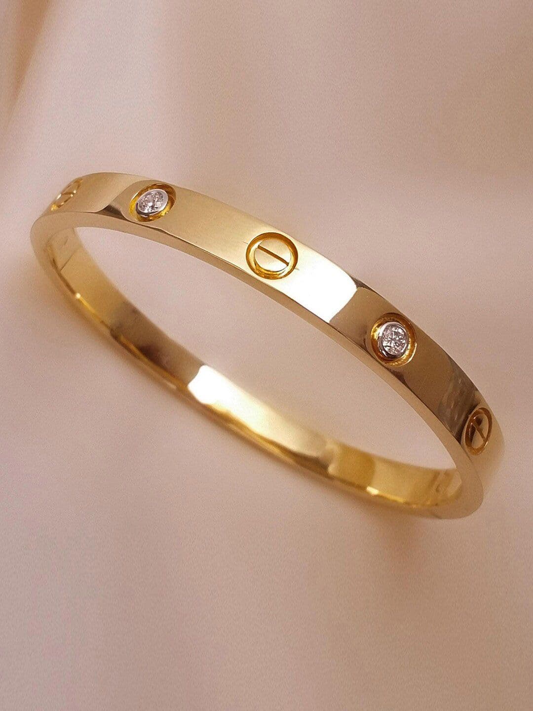 Jewels Galaxy Women Gold-Plated American Diamond Bangle-Style Bracelet - view 1