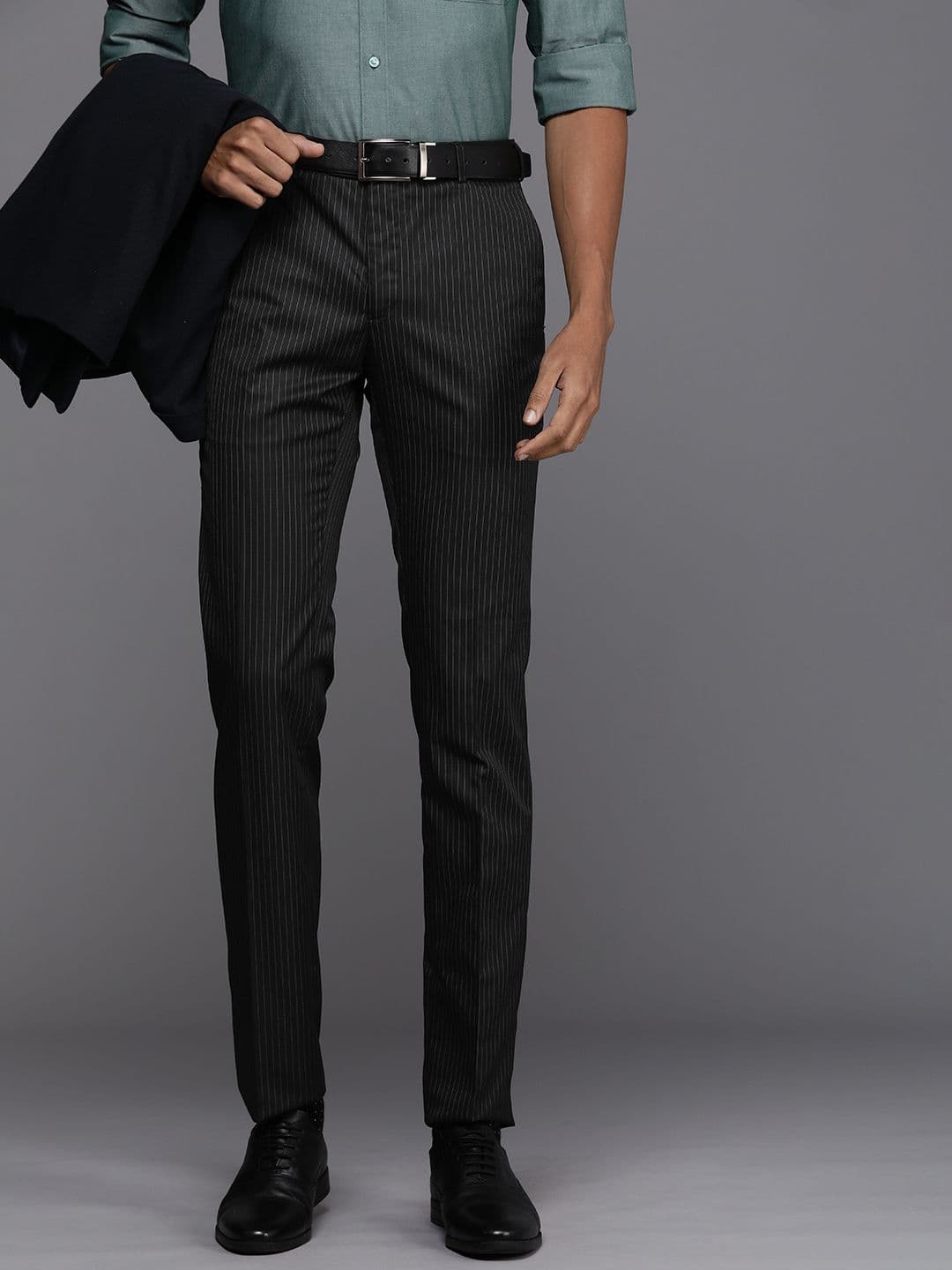 Raymond Men Striped Slim Fit Formal Trousers - view 1