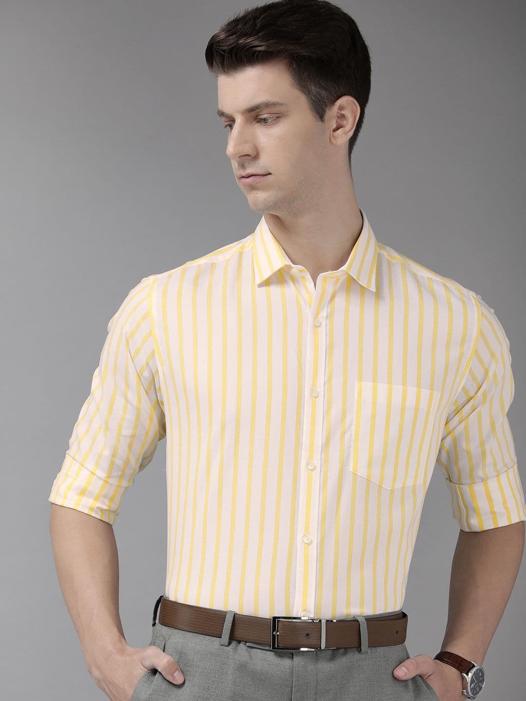 Park Avenue Pure Cotton Slim Fit Striped Formal Shirt - view 1