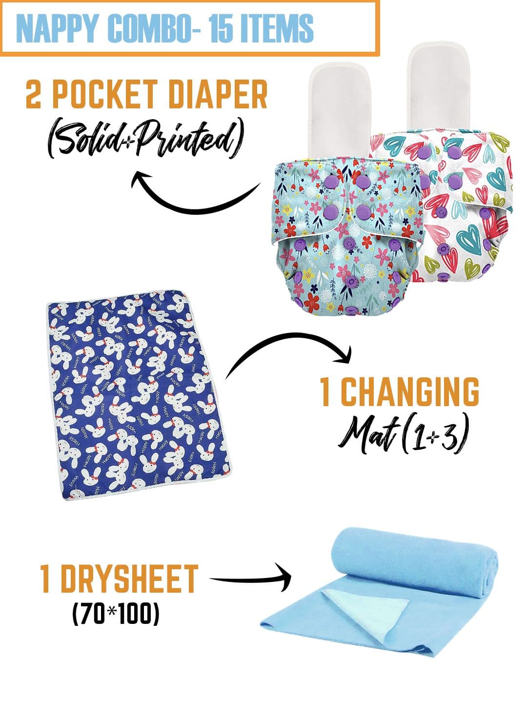 Moms Home Set Of 10 Baby Care Nappy Combo. - view 1