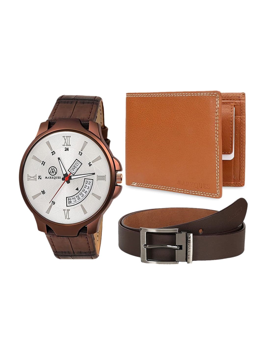 MARKQUES Men Brown Solid Accessory Gift Set - view 1