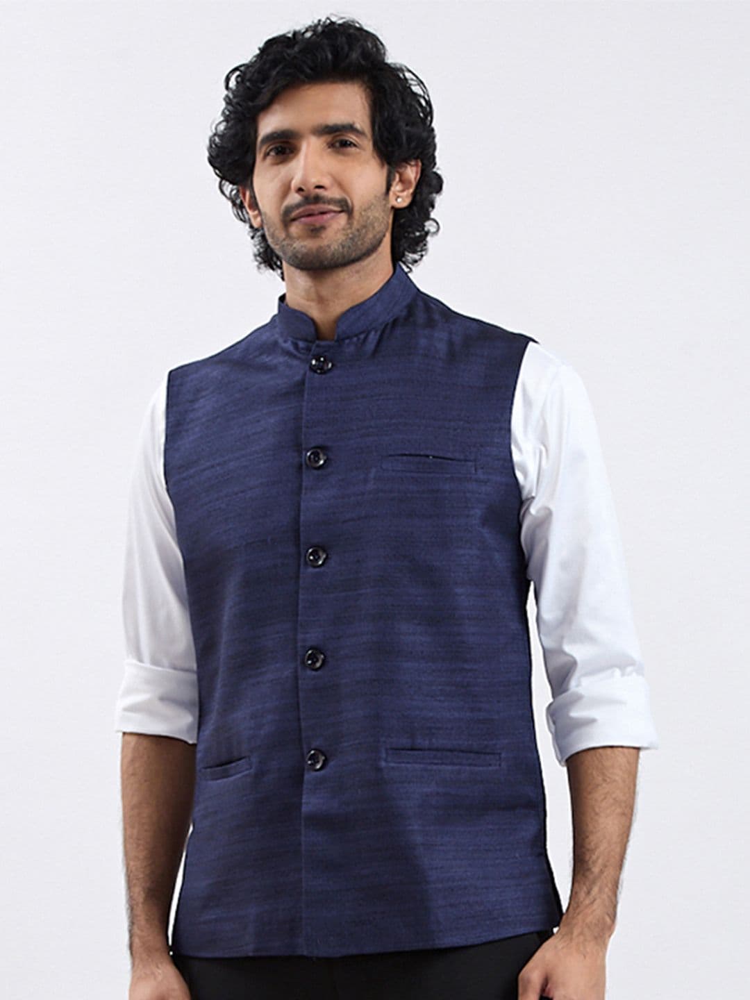 VASTRAMAY Men Textured Nehru Jacket - view 1