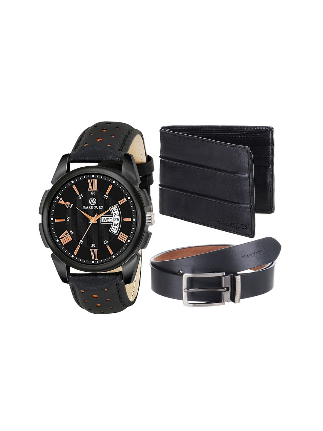 MARKQUES Men Black Watch, Belt and Wallet Combo Accessory Gift Set - view 1
