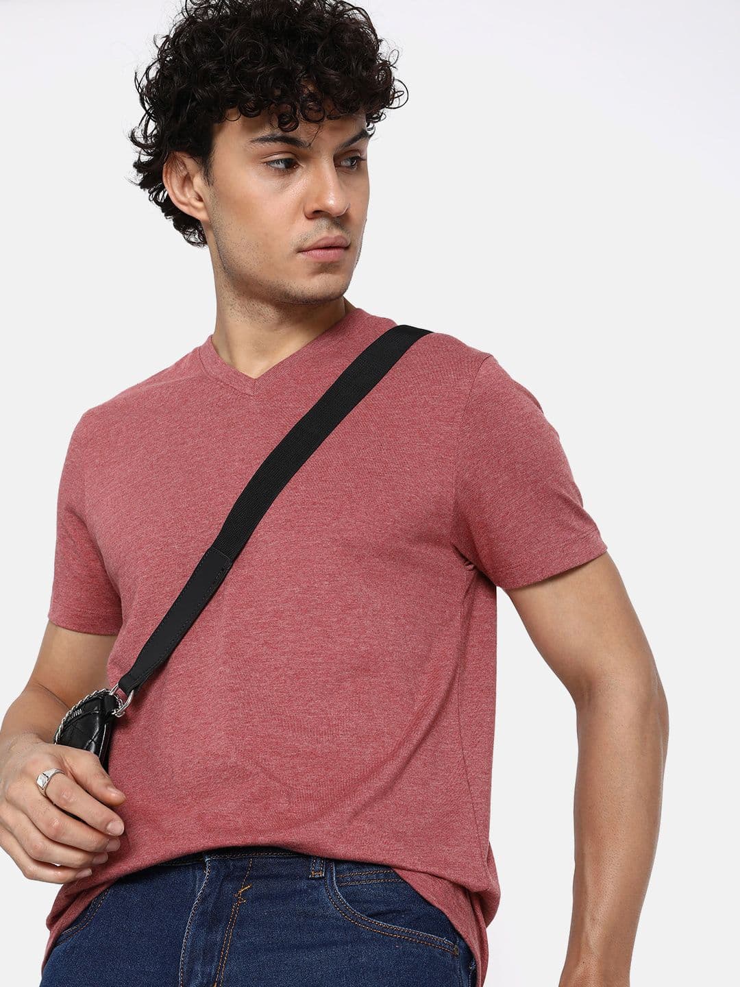 Roadster Men Pink V-Neck T-shirt - view 1