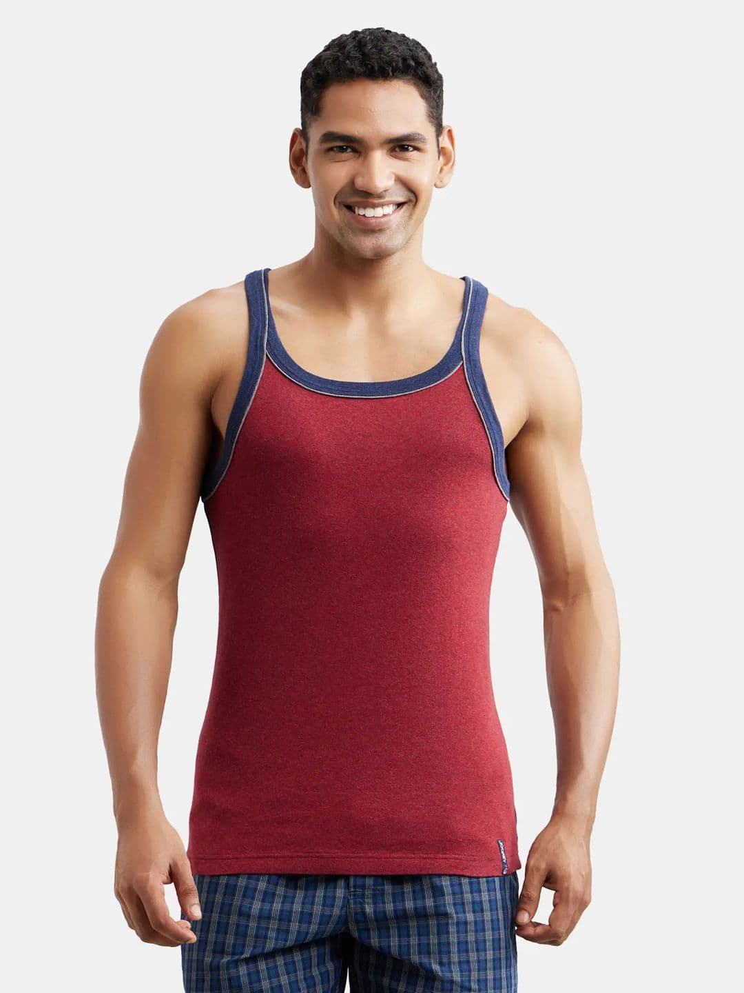 Jockey Combed Cotton Rib Square Neck Gym Vest with Graphic Print-US54 - view 1