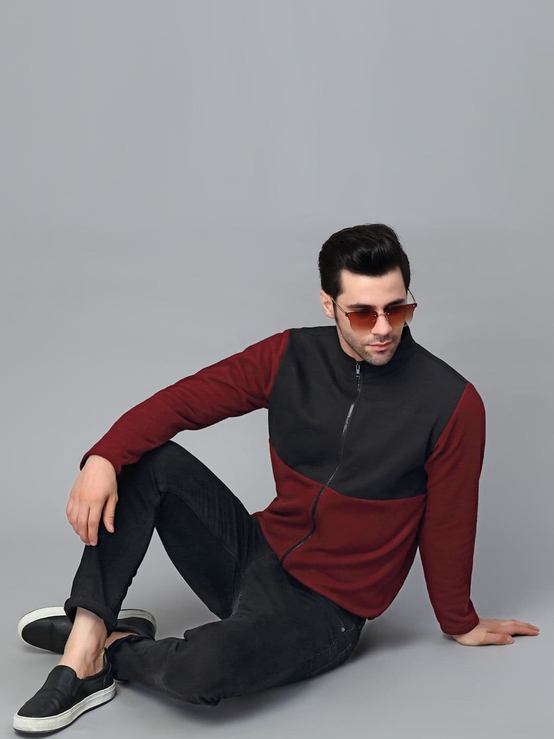 Rigo Men Red Colourblocked Fleece Lightweight Outdoor Open Front Jacket - view 1