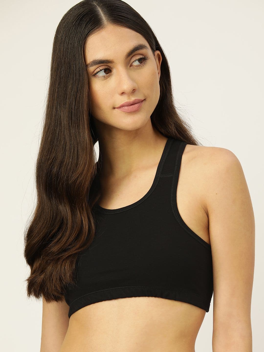DressBerry Black Solid Sports Bra - view 1