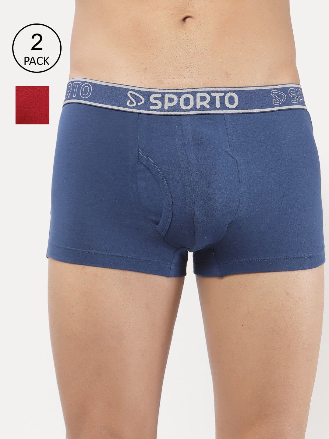 SPORTO Men Pack of 2 Solid Cotton Trunks - view 1