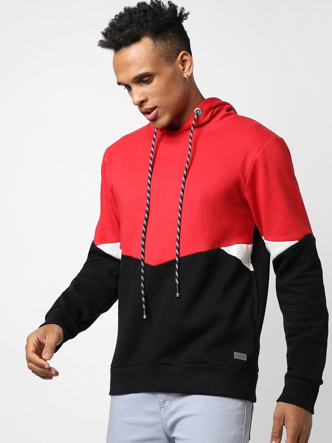 CAHOOT Men Red & Black Colourblocked Hooded Sweatshirt - view 1