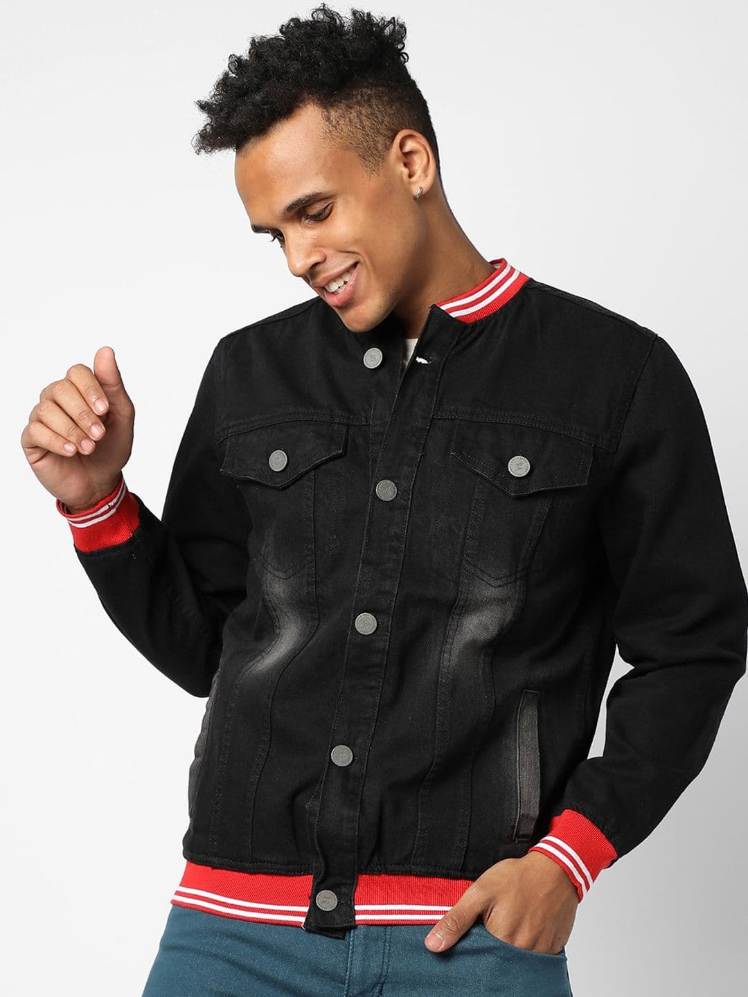 CAHOOT Men Black Windcheater Denim Jacket - view 1