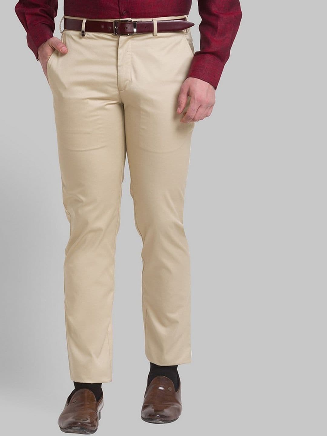 Park Avenue Men Beige Slim Fit Formal Trouser - view 1