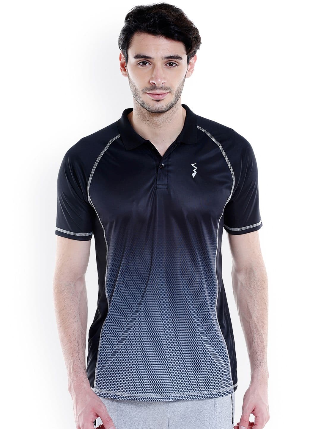 CAHOOT Men Black & Blue Ombre-Dyed Polo Collar T-shirt - view 1