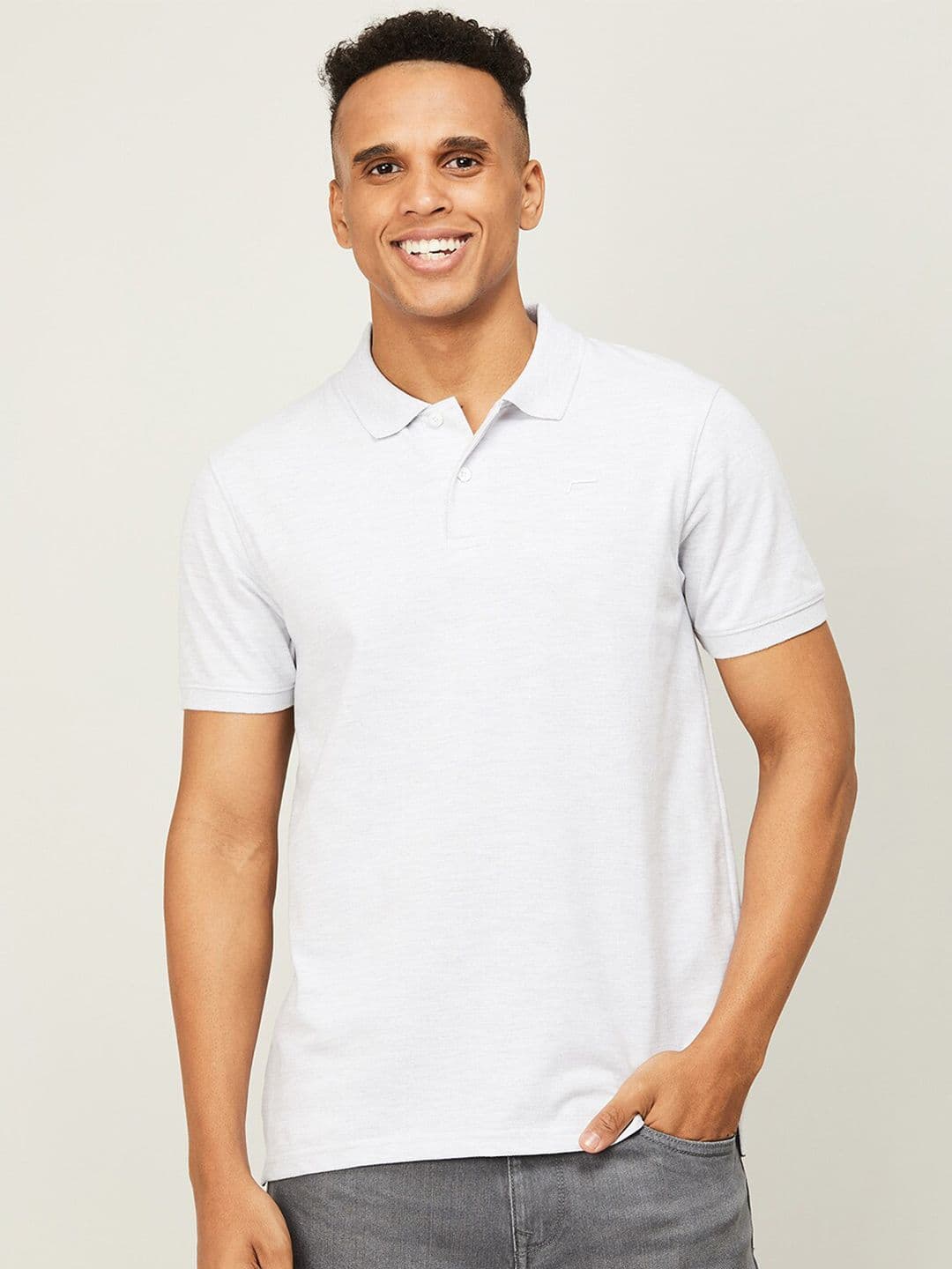 Fame Forever by Lifestyle Men Grey Polo Collar T-shirt - view 1
