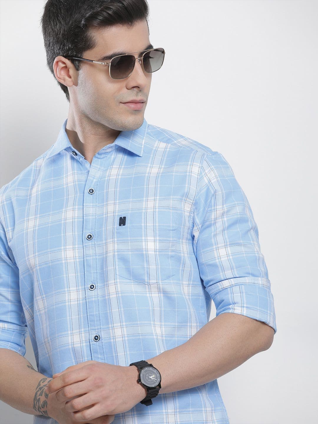 The Indian Garage Co Men Blue Checked Casual Shirt - view 1