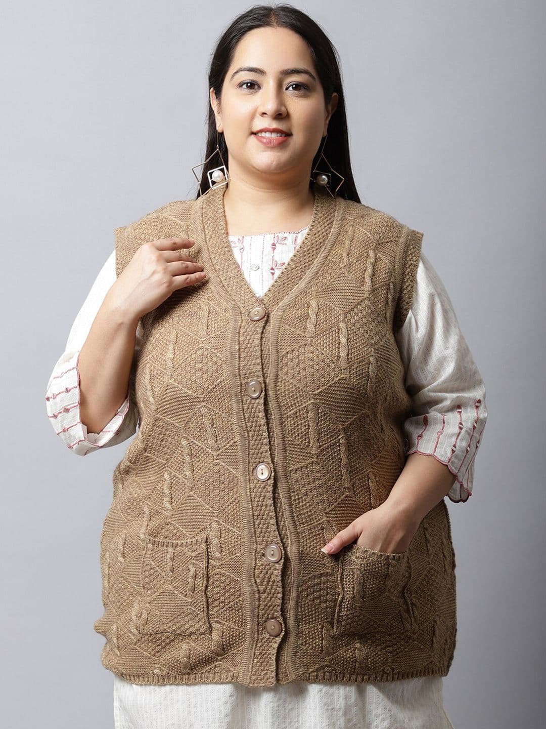 VANYA Plus Size Women Gold-Toned Cardigan Sweater - view 1