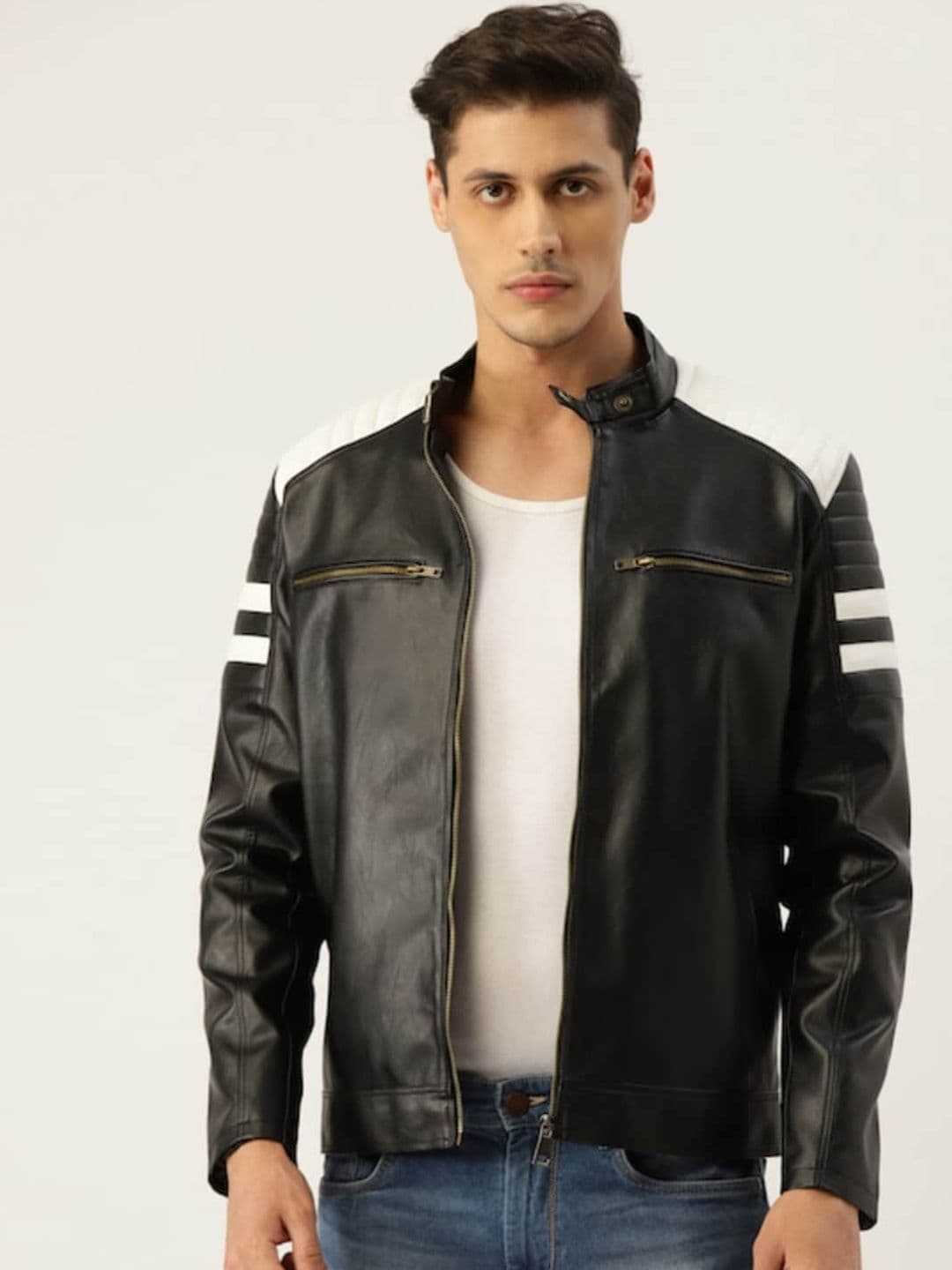Leather Retail Men Crop Outdoor Biker Jacket - view 1