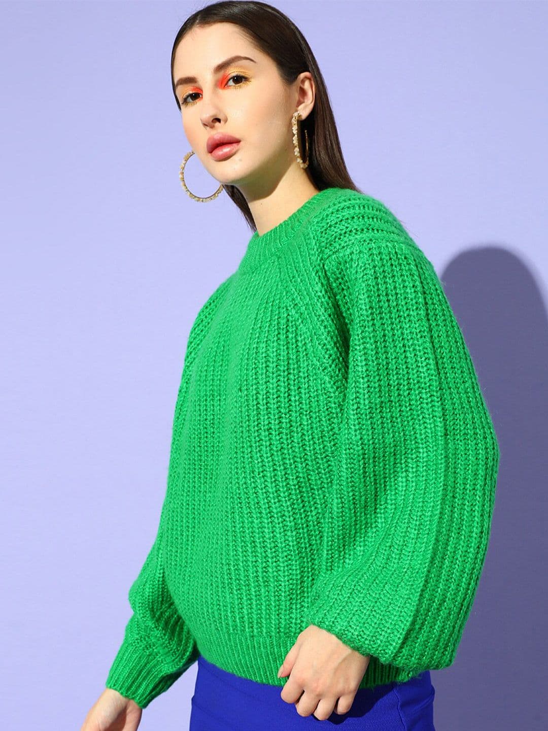 STREET 9 Women Green Cable Knit Pullover - view 1