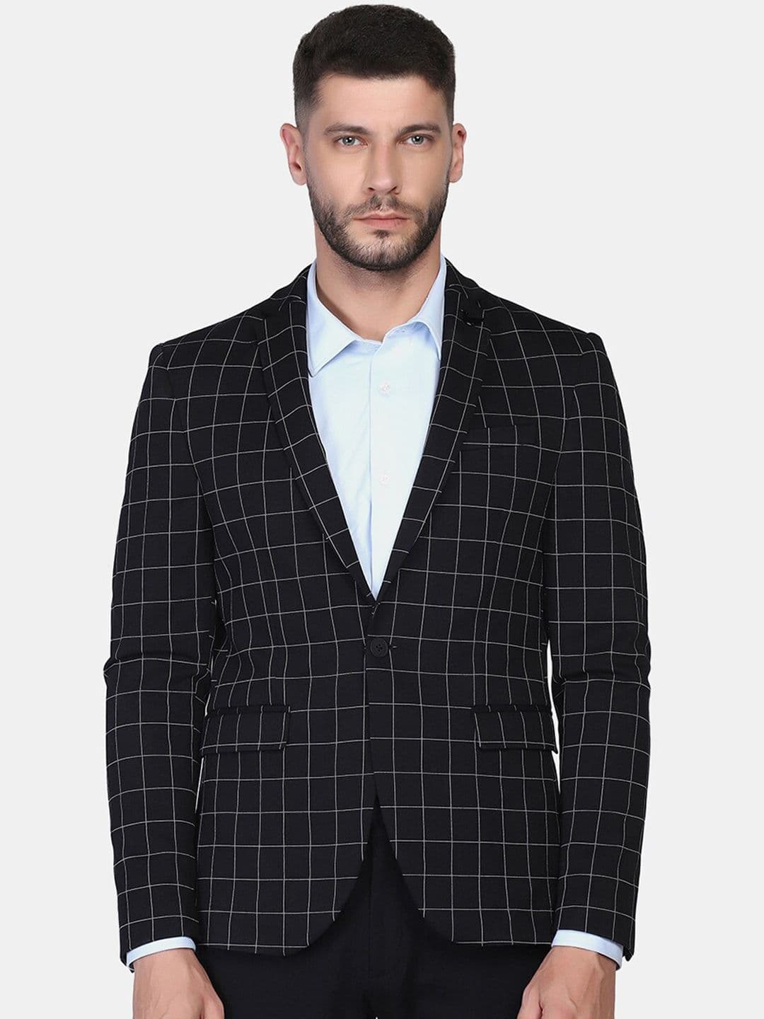 Blackberrys Men Two Piece Black Check TechPro Formal Suits - view 1