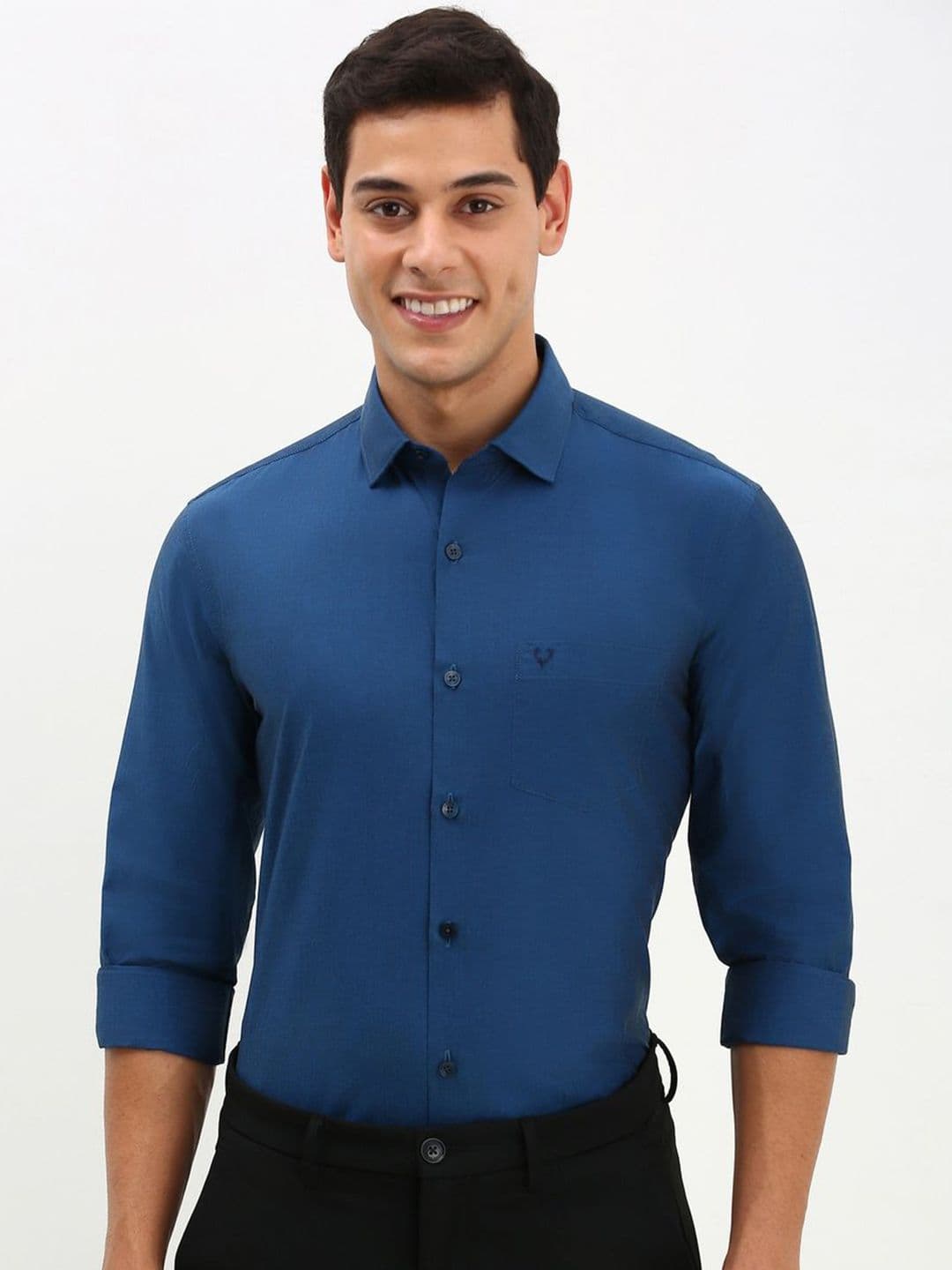 Allen Solly Men Spread Collar Solid Cotton Slim Fit Formal Shirt - view 1