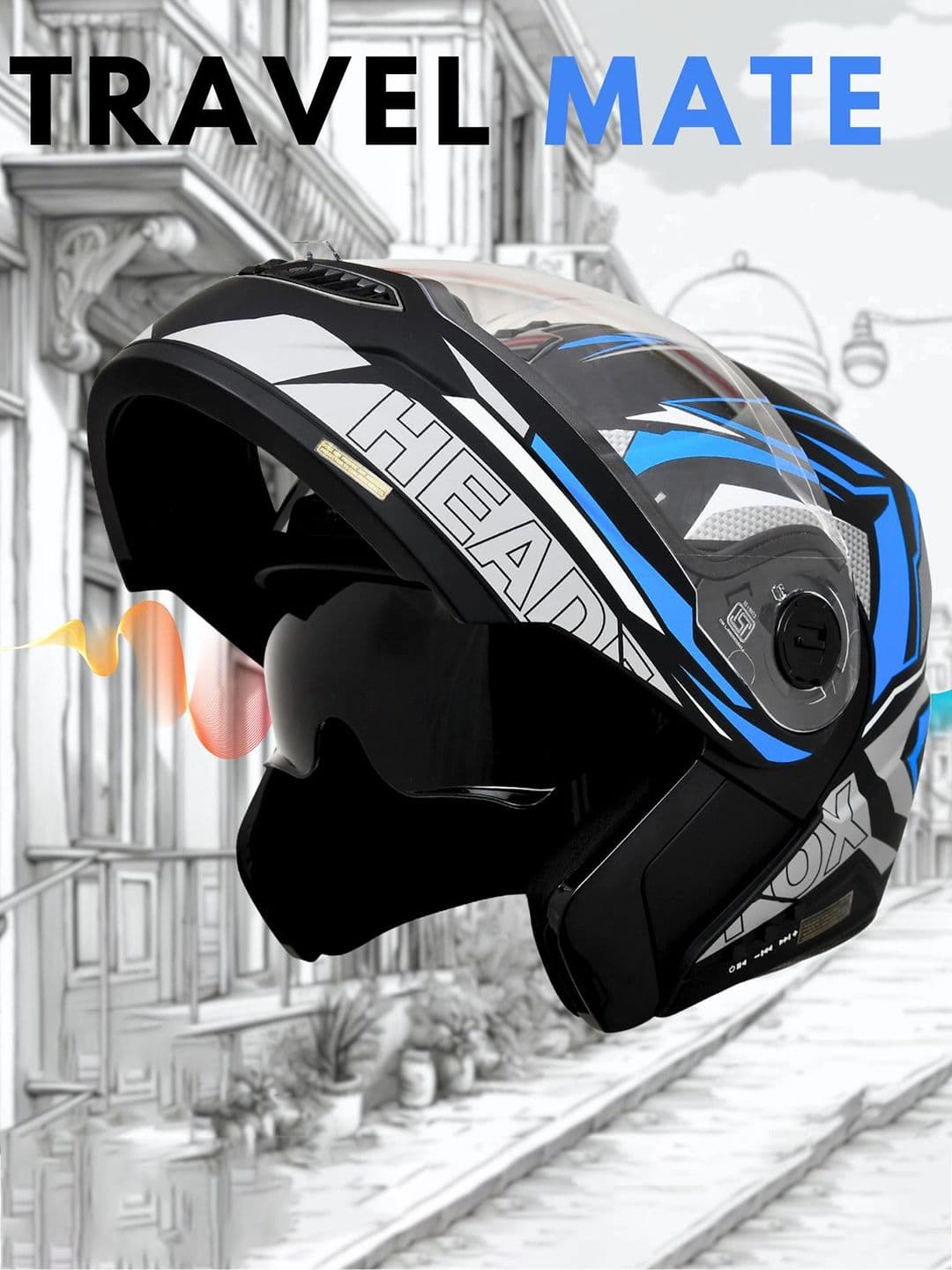 HEADFOX Metro N2 Smart Bluetooth Flashlights Calls Music Voice Asst. DV Helmet - view 1
