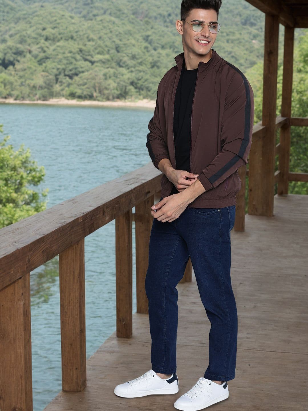 Mast & Harbour Men Burgundy Bomber Jacket - view 1