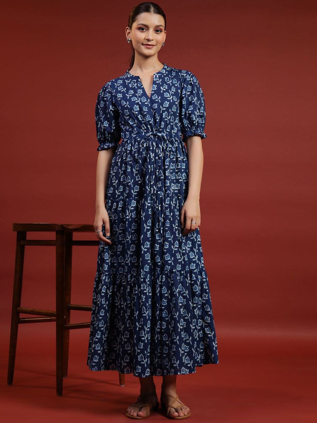 anayna Printed Cotton Fit & Flare Ethnic Dress - view 1