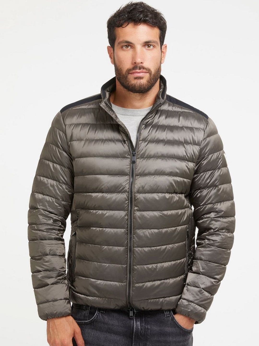 GUESS Men Striped Crop Quilted Jacket - view 1