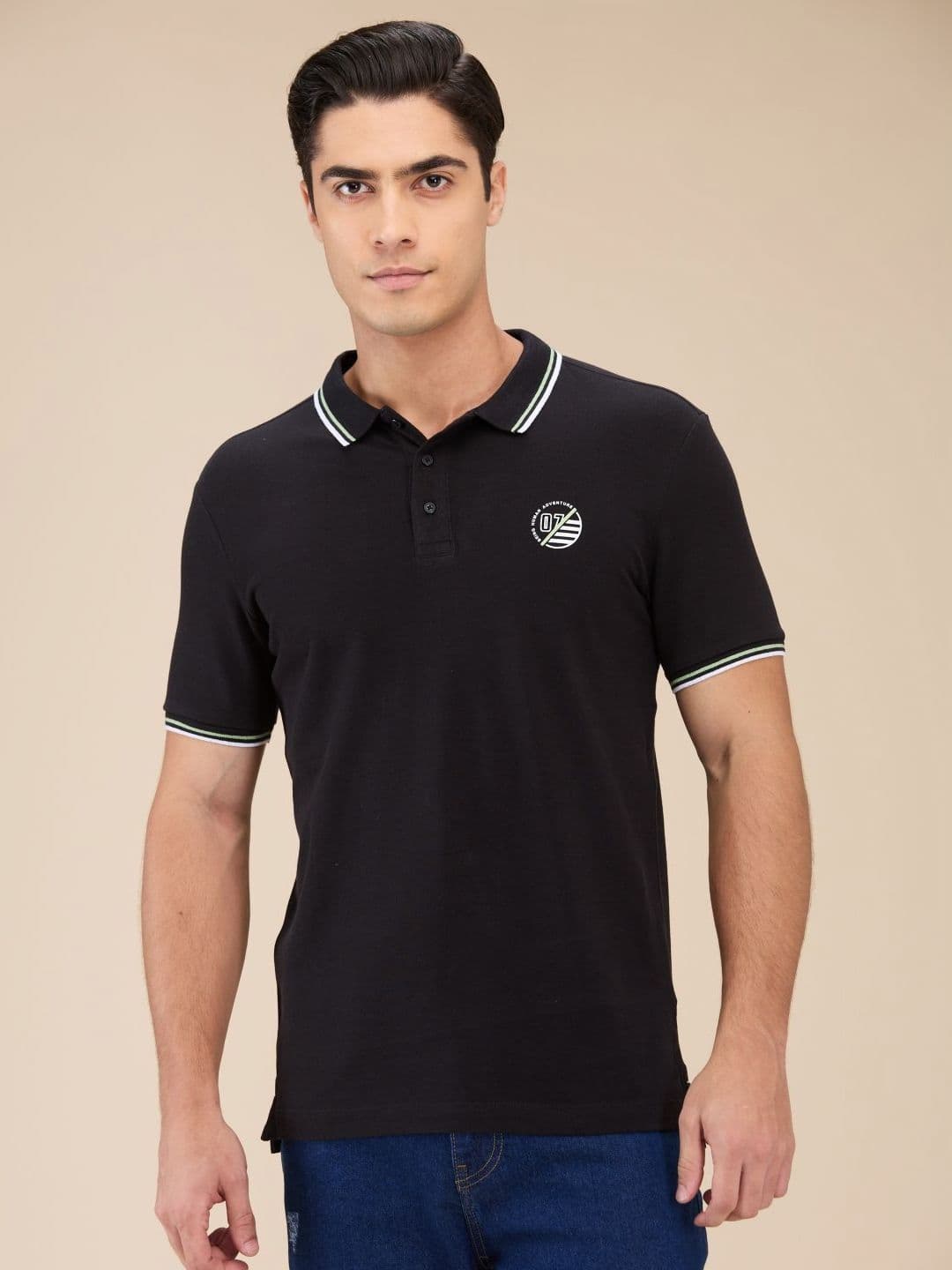 Being Human Men Solid Polo Collar Cotton T-Shirt - view 1