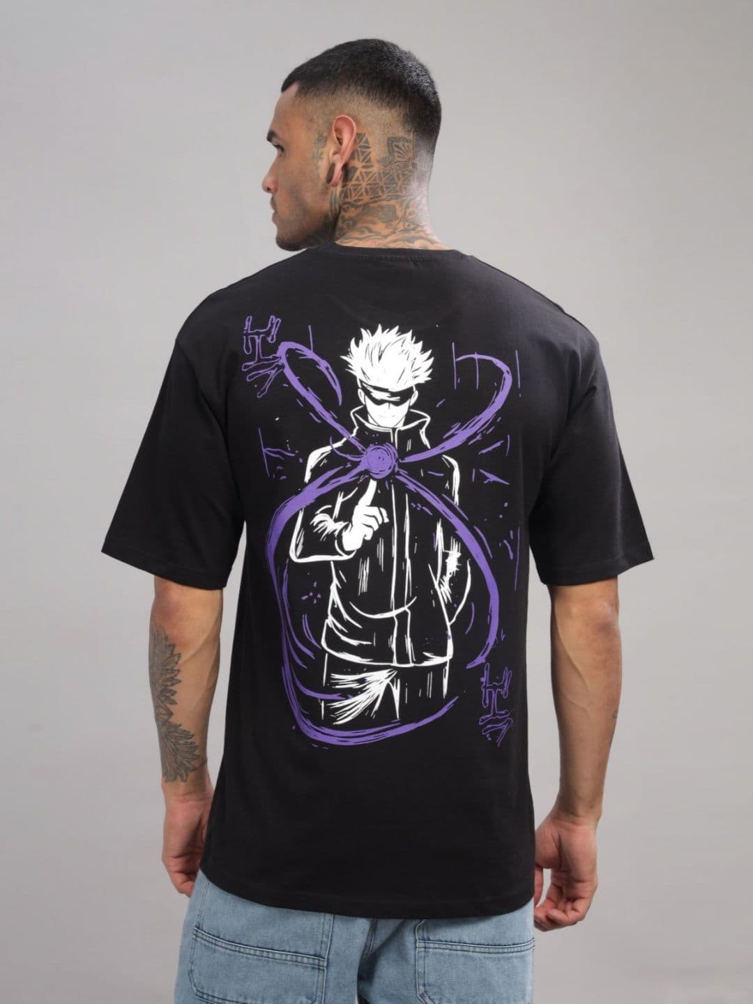 ADRO Men Graphic Anime Printed Round Neck Cotton Oversized T-Shirt - view 1