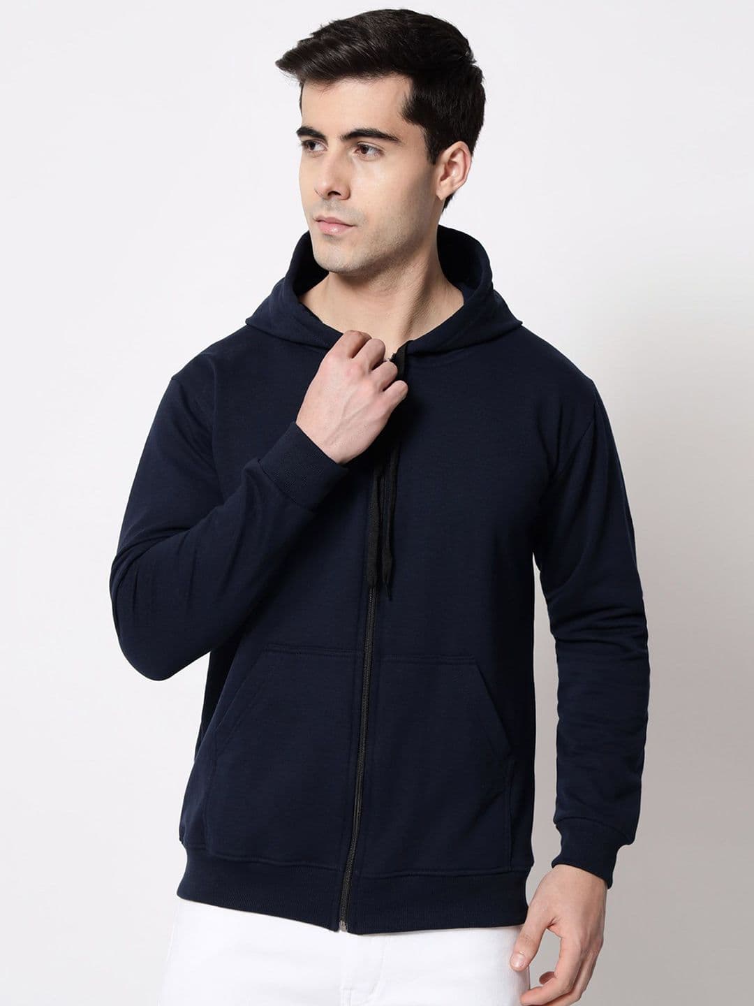 SLOWLORIS Men Solid Hooded Sweatshirt - view 1