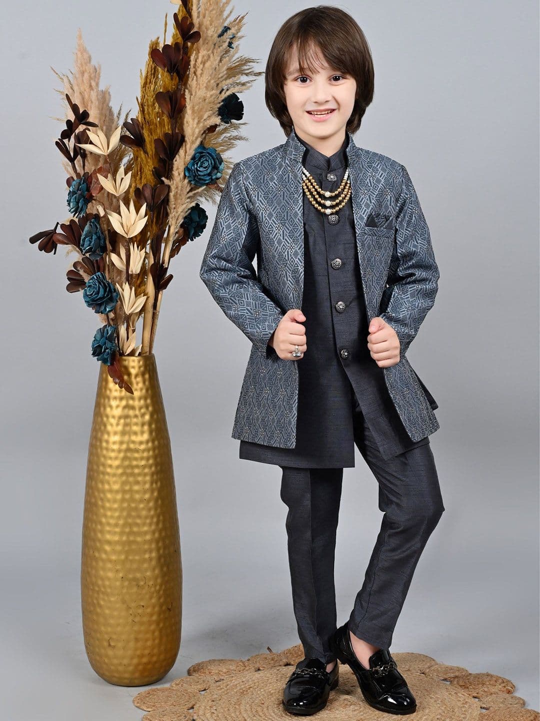 ahhaaaa Boys Embroidered Sherwani Set - view 1