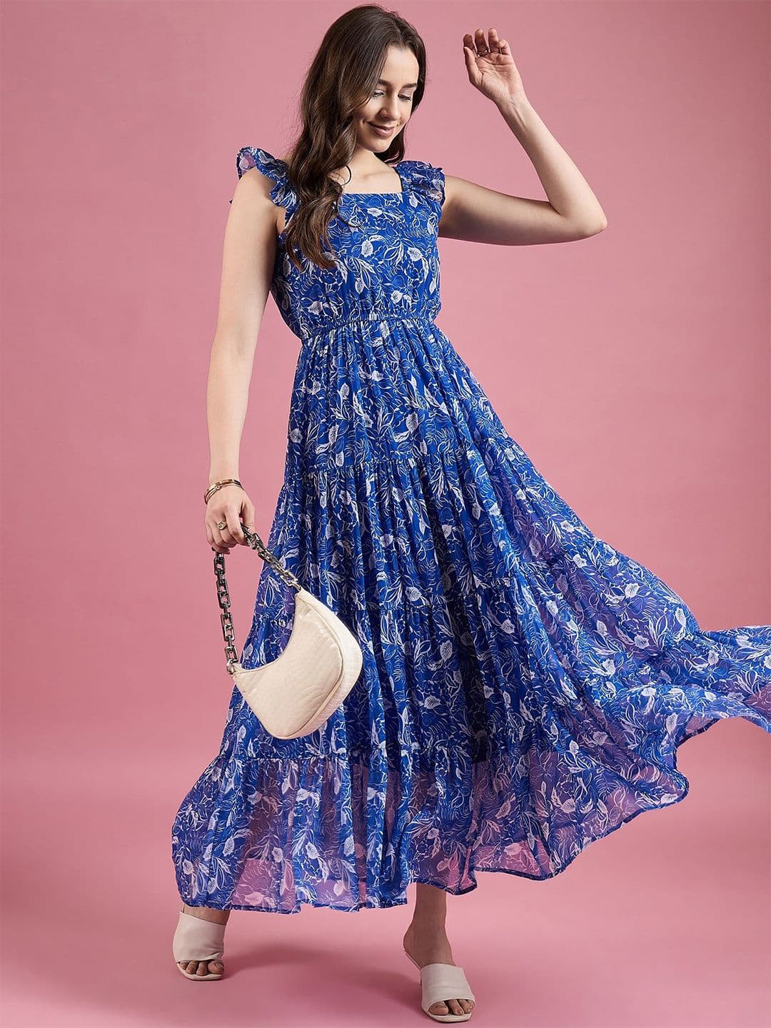 Deewa Floral Print Georgette Fit & Flare Maxi Dress - view 1