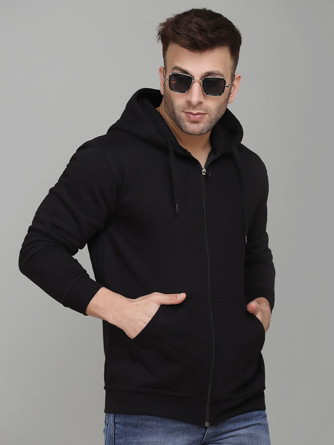 SLOWLORIS Men Solid Hooded Sweatshirt - view 1