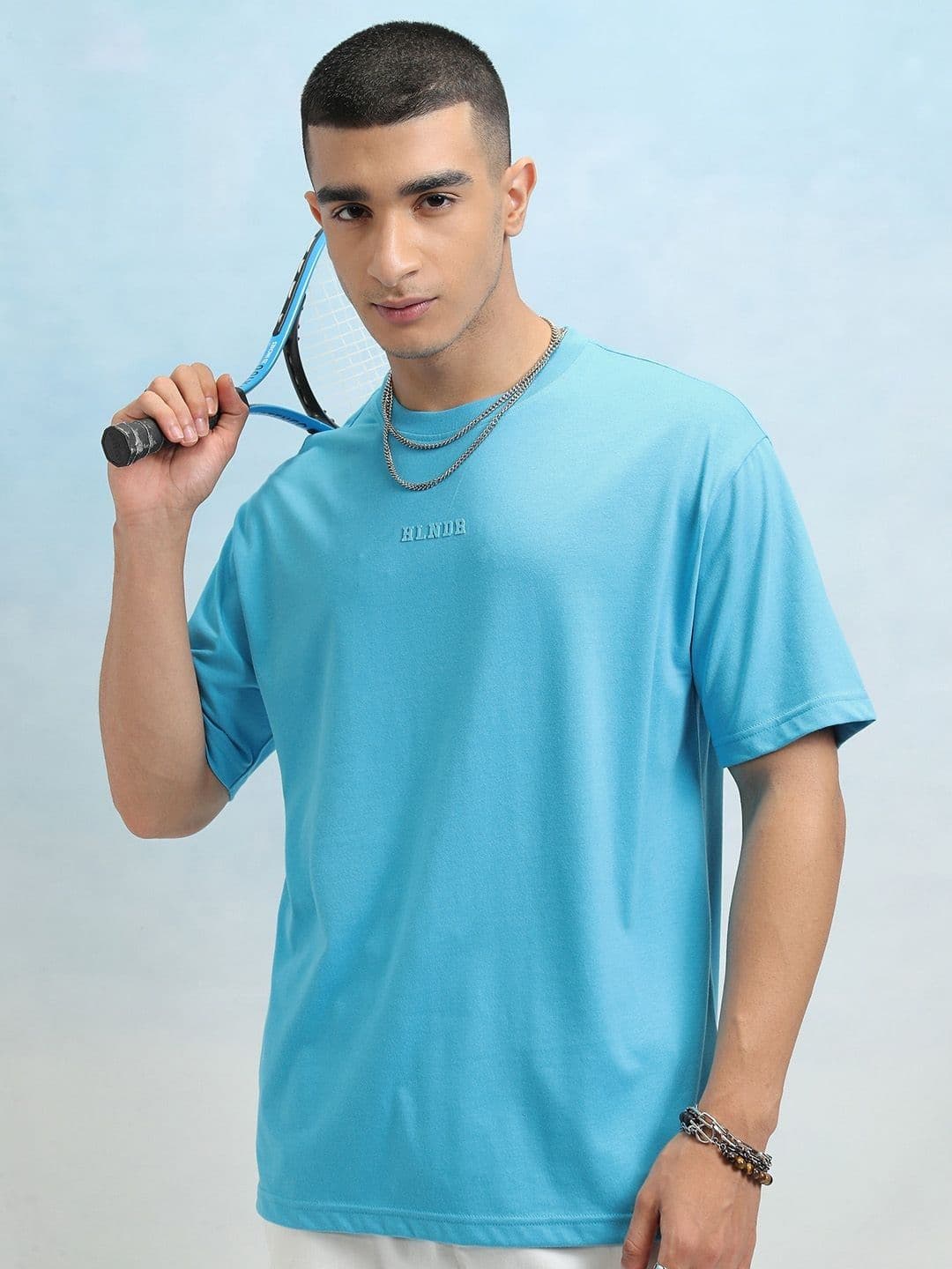 HIGHLANDER Men Solid Round Neck Cotton Oversized Sports T-Shirt - view 1