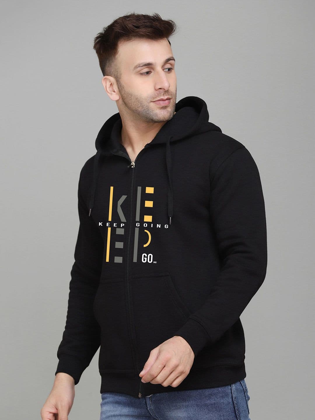 SLOWLORIS Men Typography Printed Hooded Sweatshirt - view 1
