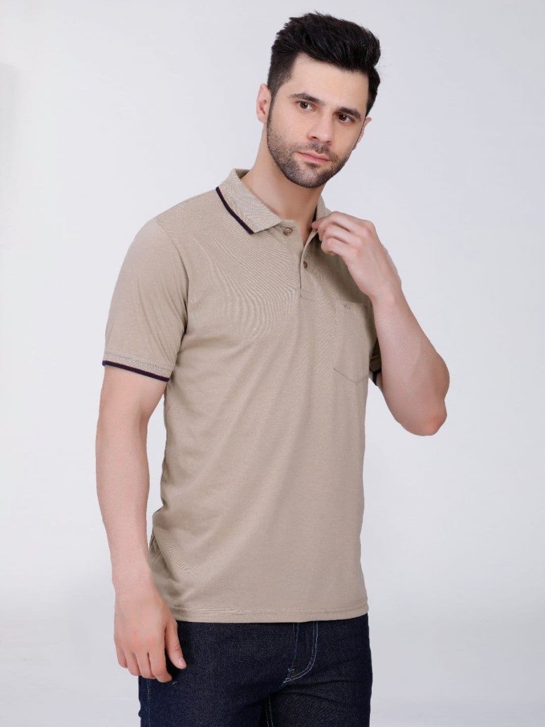 ARRAY Polo Collar Cotton T-shirt with Pocket - view 1
