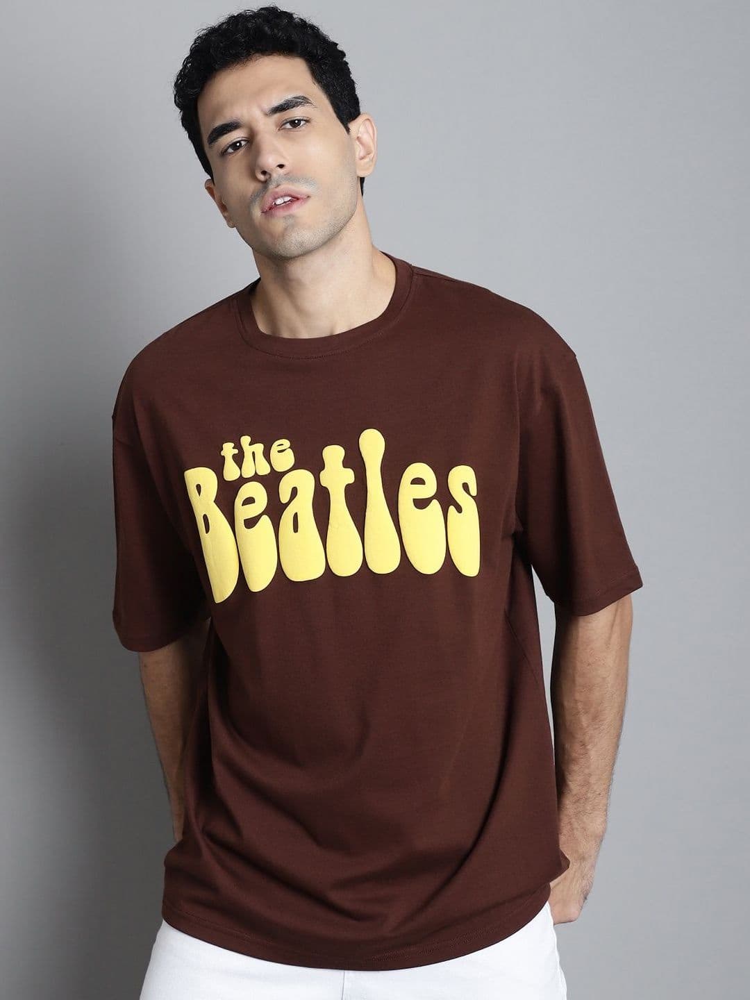DOOR74 Men Typography Printed Round Neck Cotton Oversized T-shirt - view 1