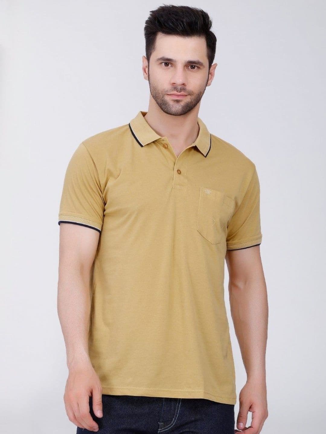 ARRAY Polo Collar Cotton T-shirt with Pocket - view 1