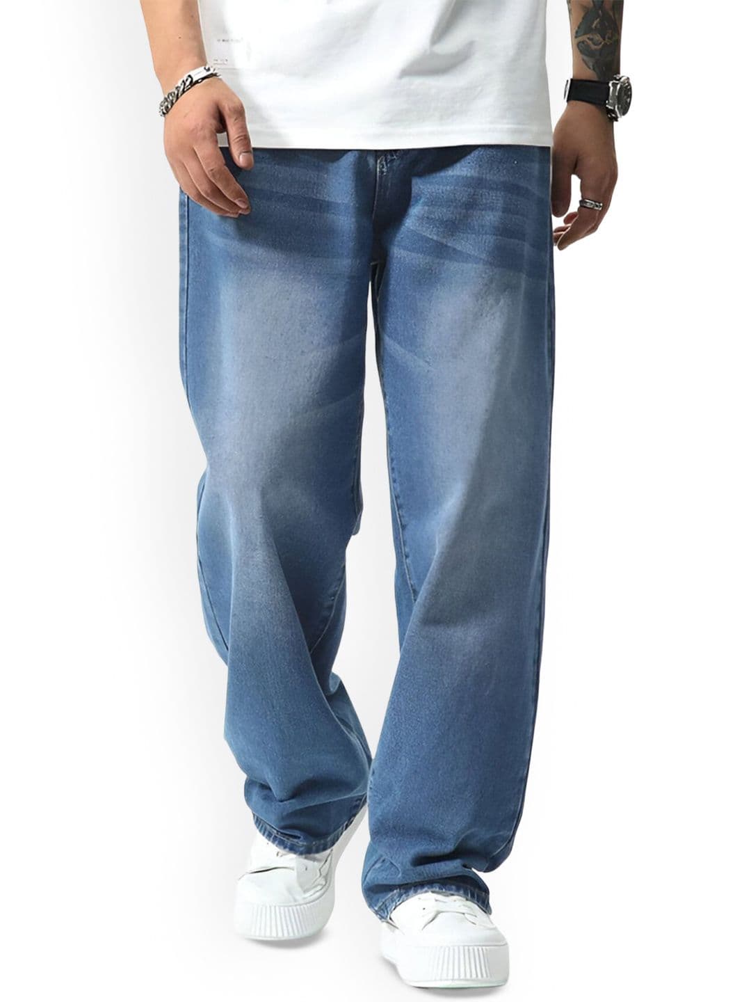 Ben Martin Men Jean Wide Leg High-Rise Light Fade Stretchable Jeans - view 1