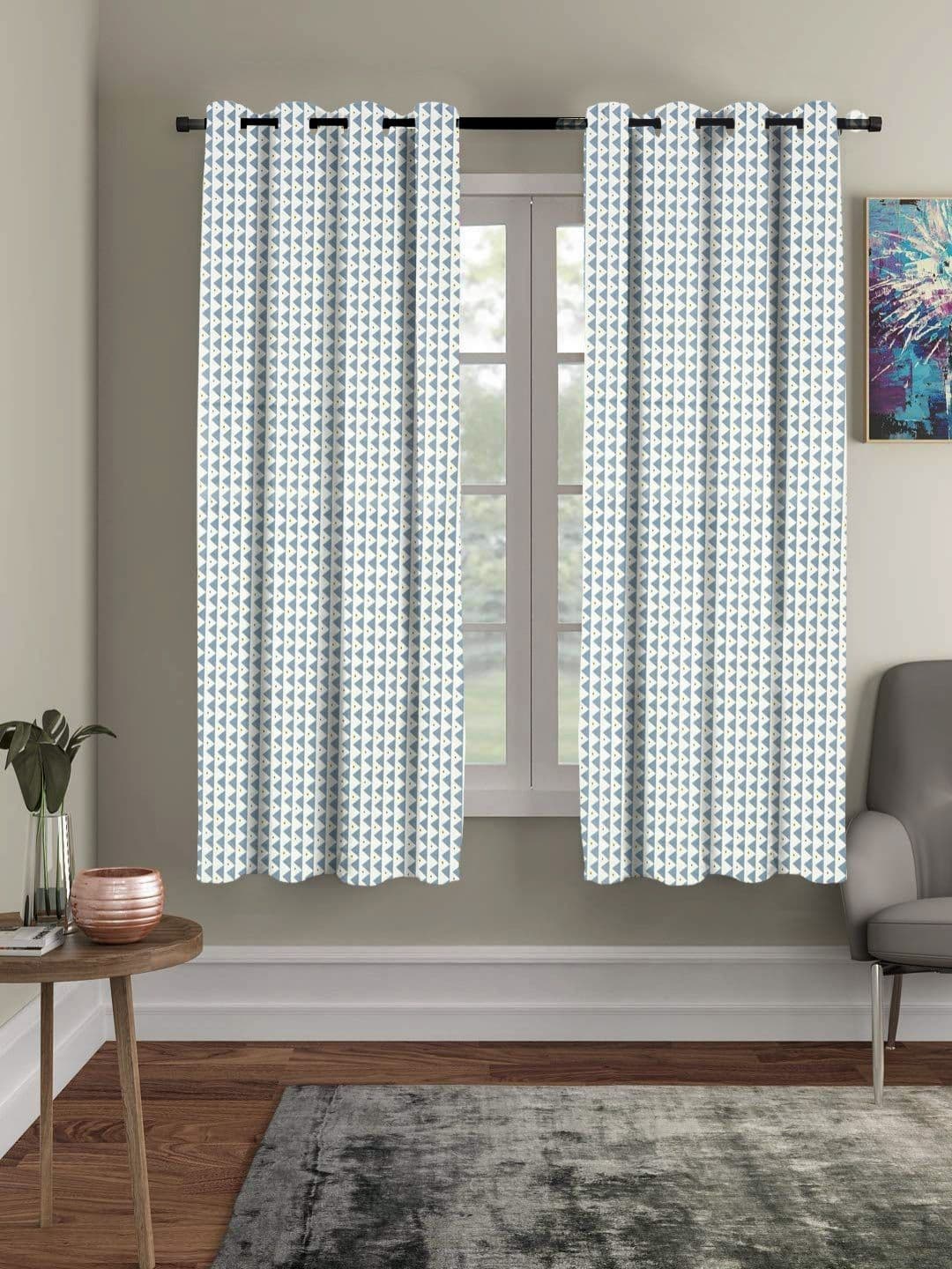 RRC Grey & White Set of 2 Geometric Window Curtains and Sheers - view 1