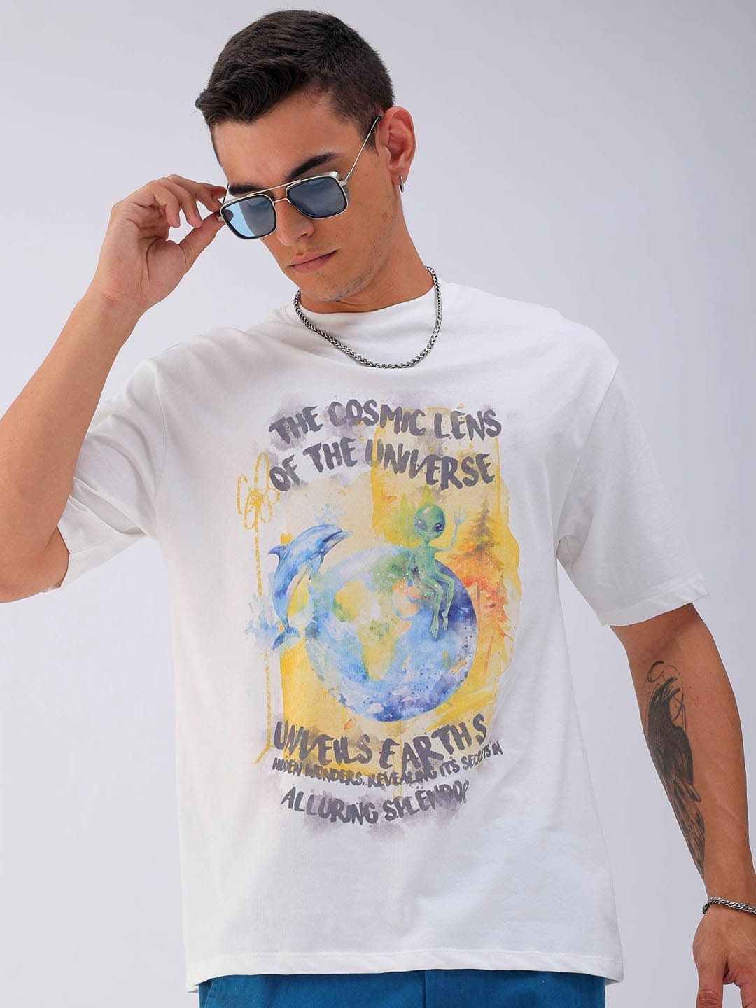 The Indian Garage Co Men Printed Raw Edge Boxy T-shirt - view 1