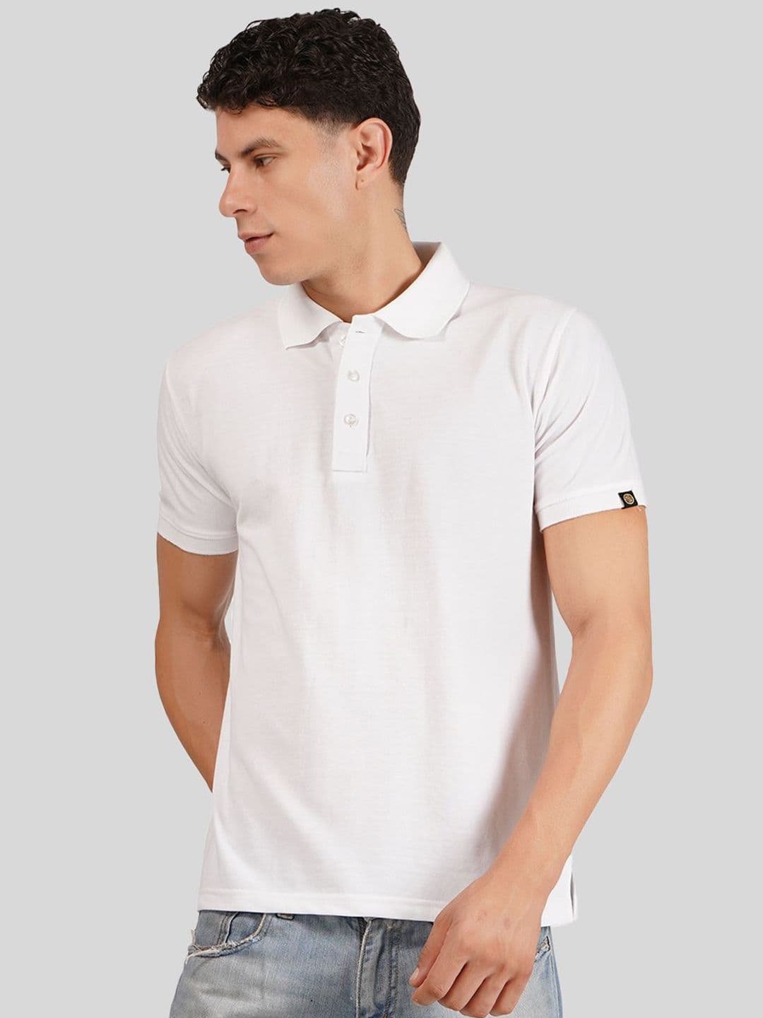 Greylongg Men Solid Polo Collar Cotton T-Shirt - view 1