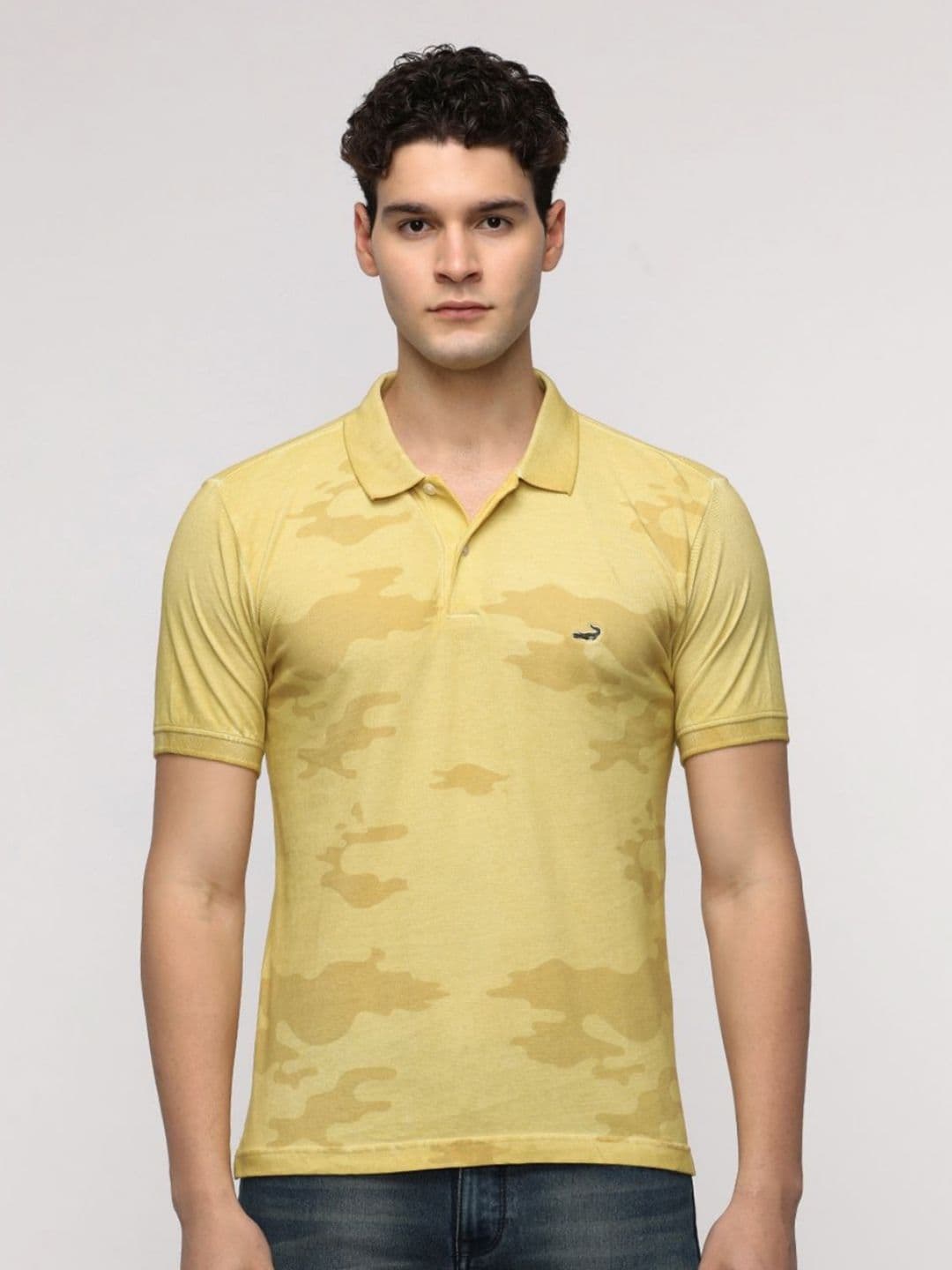 Crocodile Men Abstract Printed Polo Collar Pure Cotton Slim Fit T-Shirt - view 1