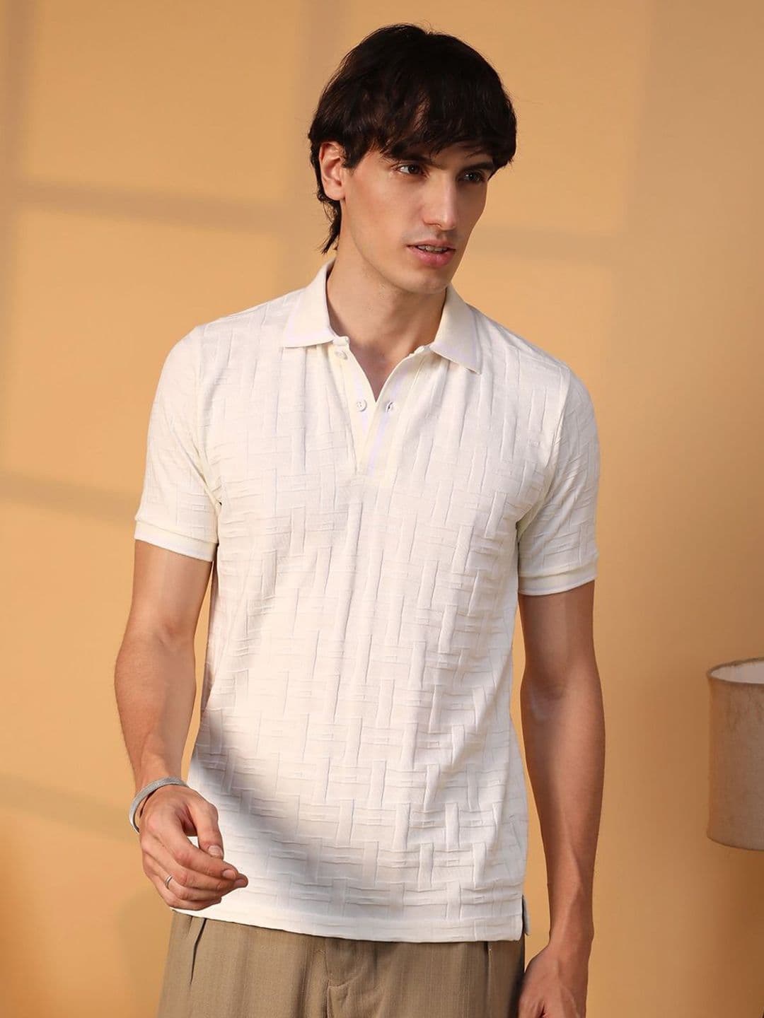 CAHOOT Men Self Design Polo Collar Cotton T-Shirt - view 1