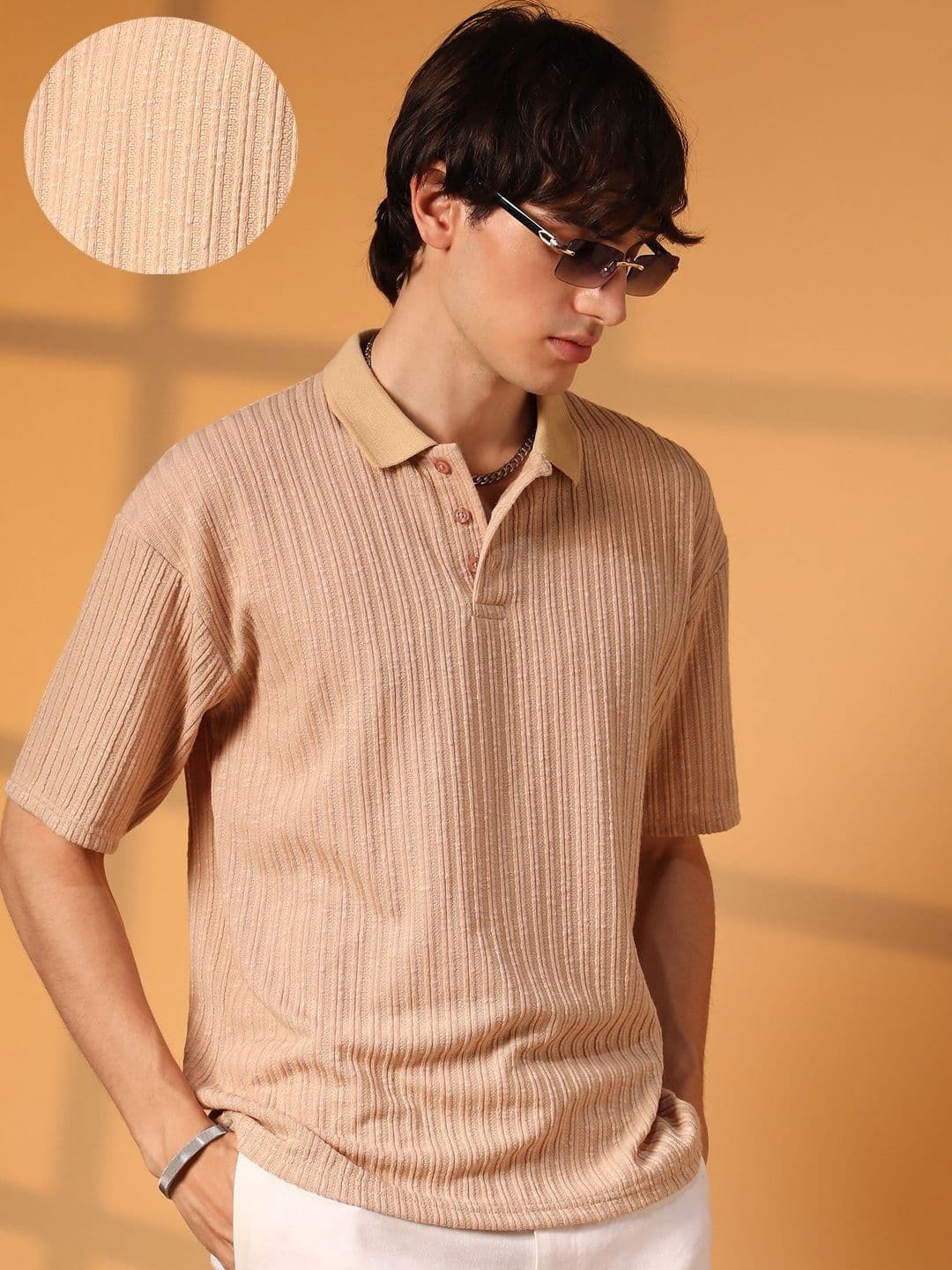 CAHOOT Men Self Design Polo Collar Cotton T-Shirt - view 1