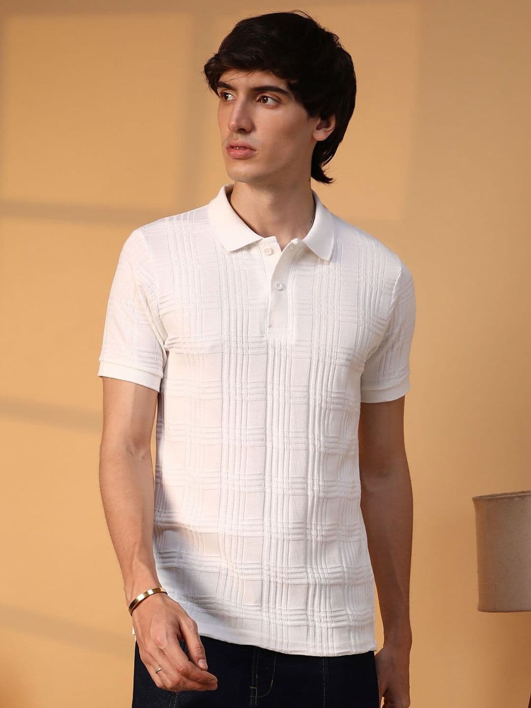 CAHOOT Men Self Design Polo Collar Cotton T-Shirt - view 1