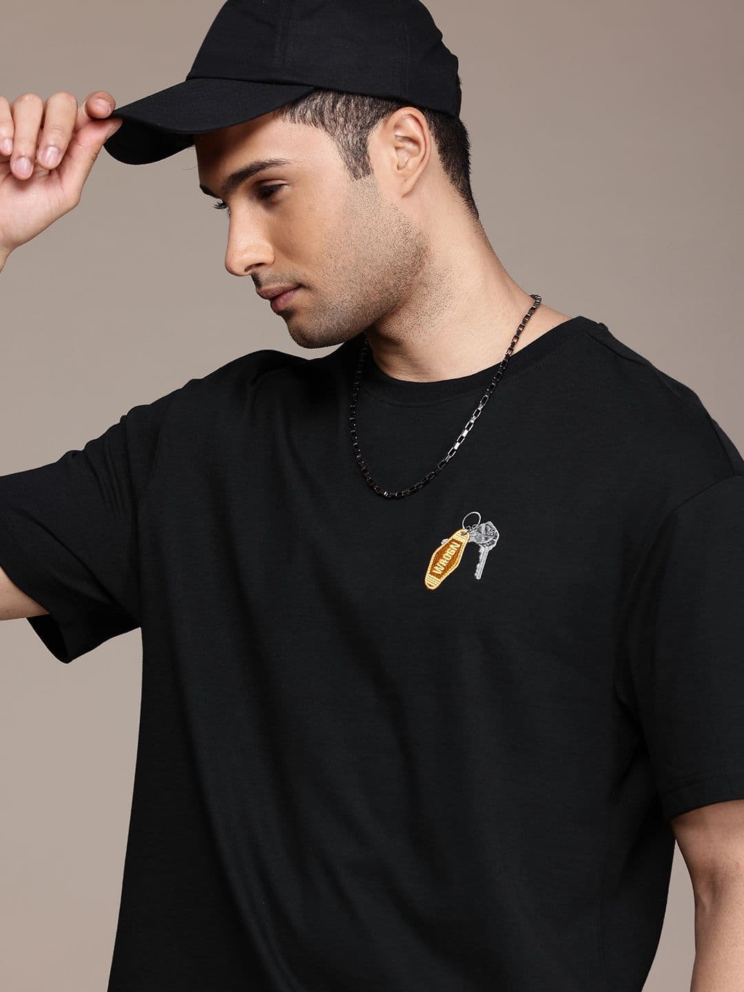 WROGN Drop-Shoulder Sleeves Pure Cotton Oversized T-shirt - view 1