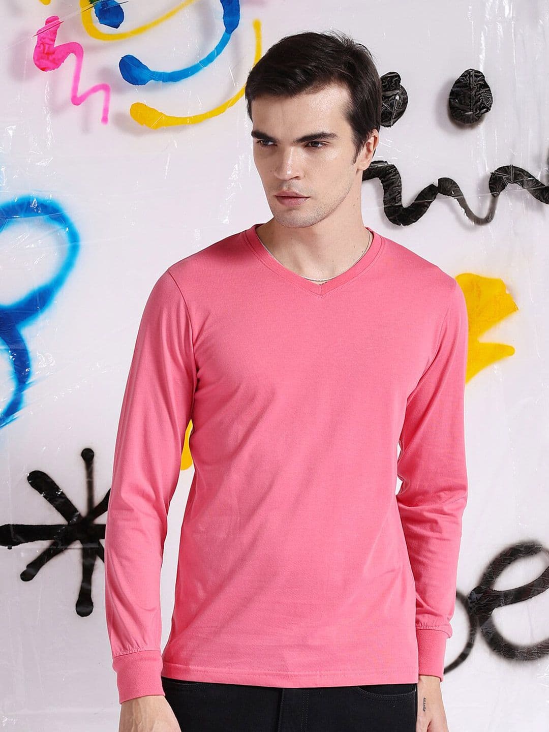 The Indian Garage Co Pink Round Neck Casual T-shirt - view 1
