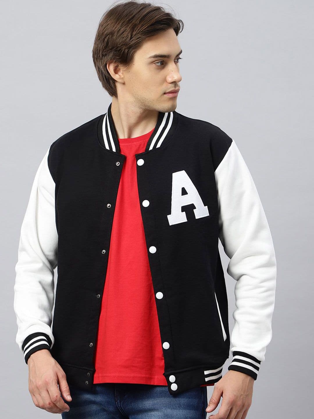 Be Savage Men Windcheater Outdoor Varsity Jacket with Patchwork - view 1