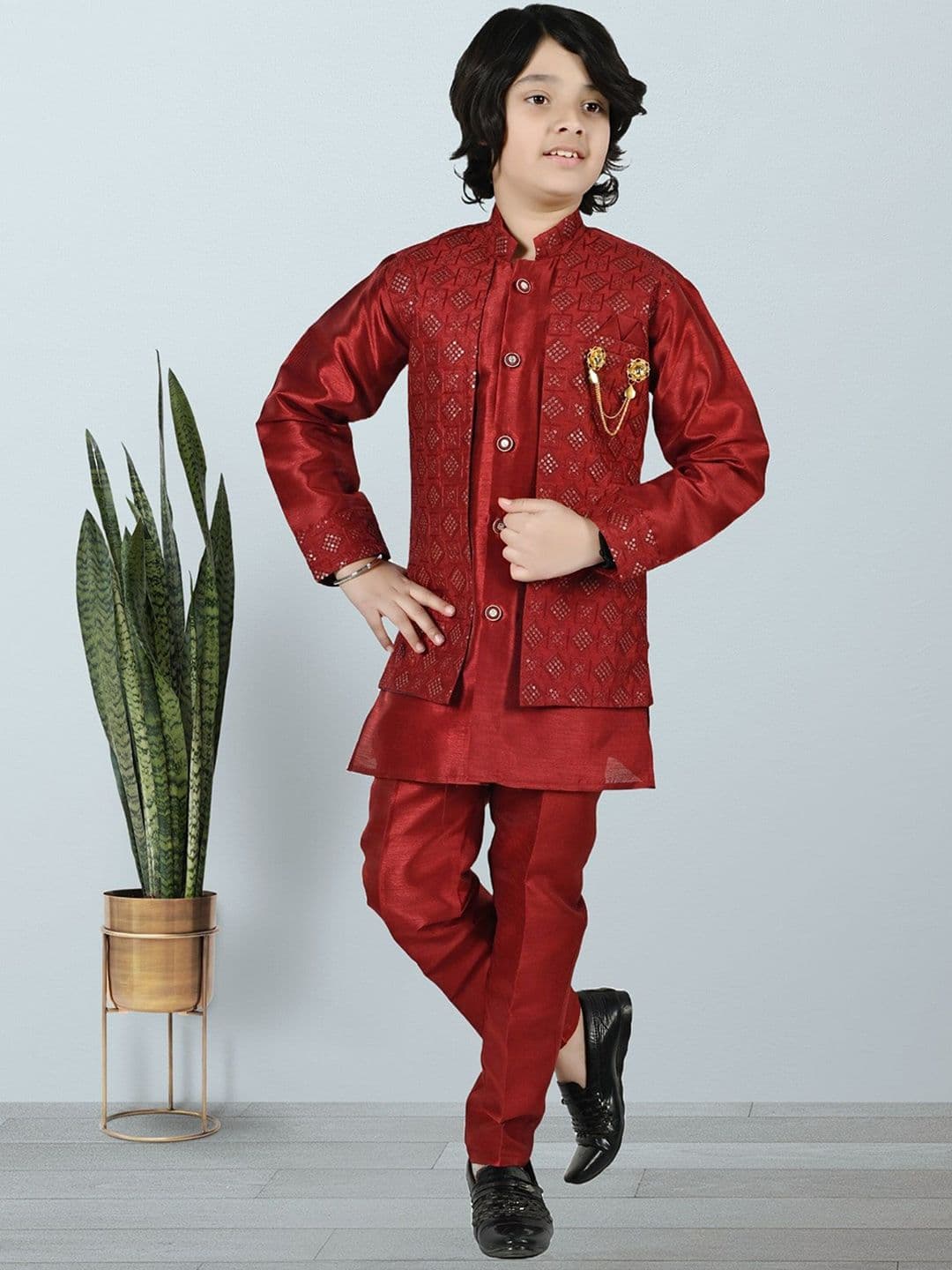 BAESD Boys Self-Designed Sherwani With Trousers Set - view 1